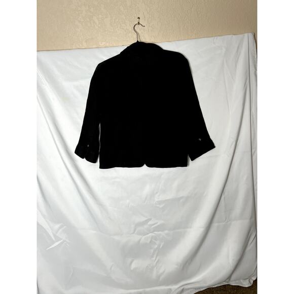 Talbots womens size 14 top black 100% Irish linen button-up - Picture 2 of 8